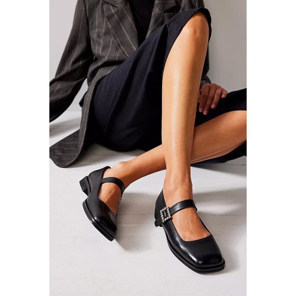 FREE PEOPLE Rumor Diamante Mary Janes / Black